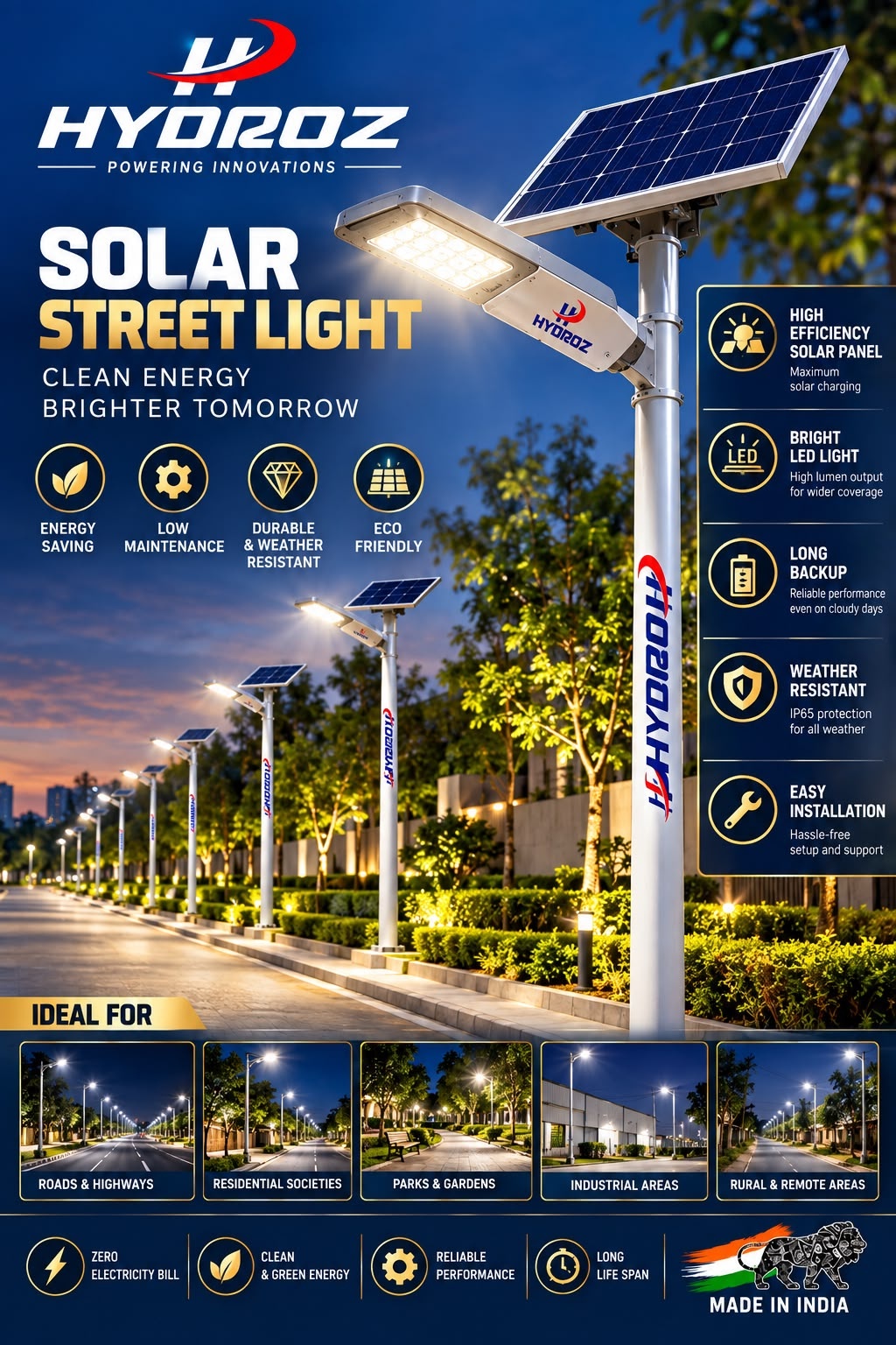 HYDROZ Solar Street Light Vertical